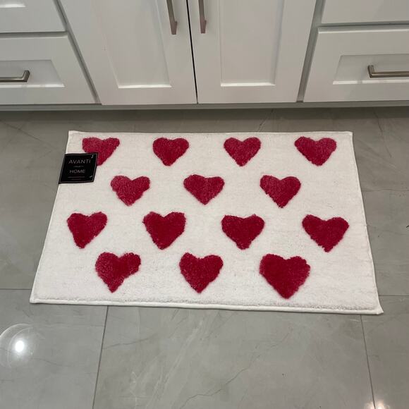 Avanti Valentines Day Hot Pink Hearts Bath Rug 20x32 Non Slip Bath Mat New - Picture 1 of 5